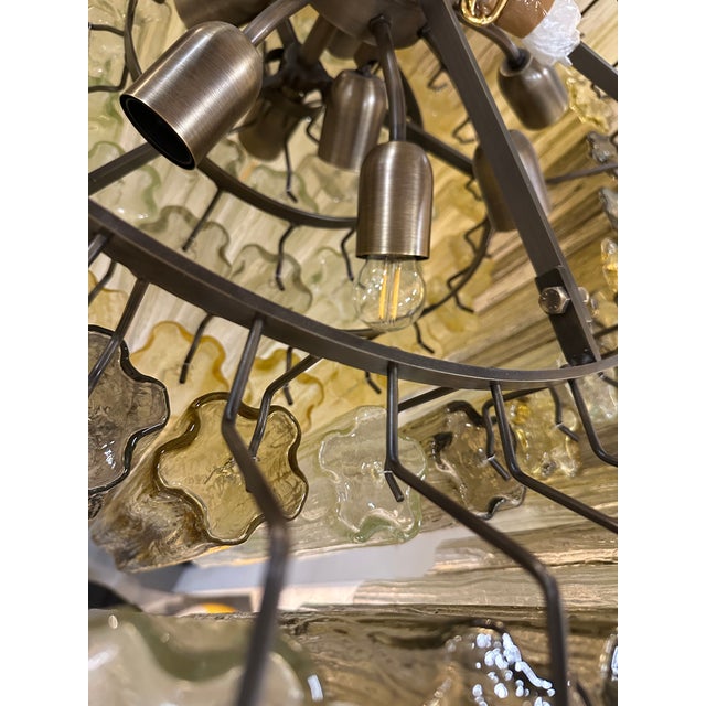 Mid Century Modern Italian Amber and Fumè "Tronchi" Murano Glass Chandelier by Simoeng For Sale - Image 6 of 7