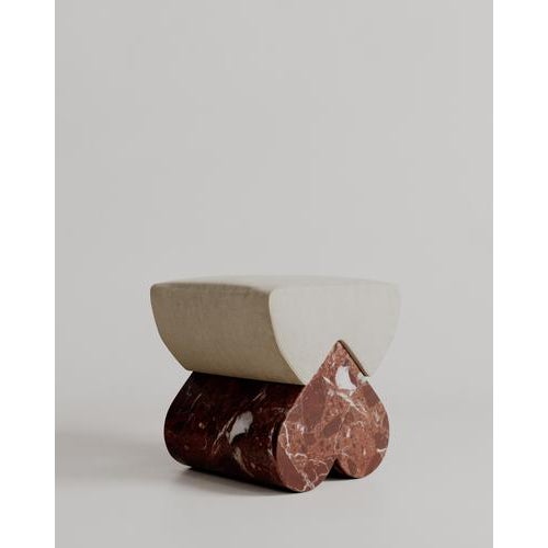 Limited edition, red marble heart-shaped cushion amarino seat by esther knopfler dimensions: l 40 x w 40 x h 40 cm...