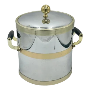 Vintage Kraftware Ice Bucket Silver Chrome Metal Brass Barware