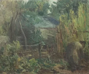 Herbert Theurillat, Cabane au fond du bois, 1952, Oil on Canvas