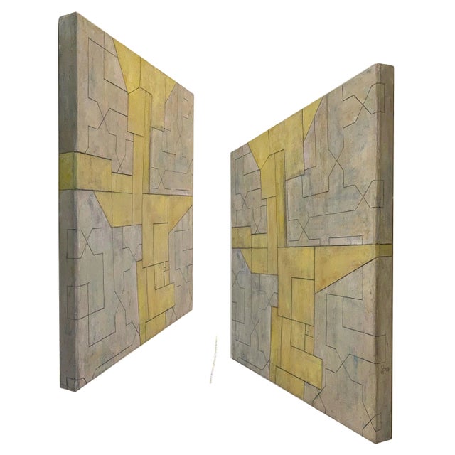 Oil paint, cold wax medium and marble dust on 2-inch deep gallery wrapped canvas. The painting continues around the edges...