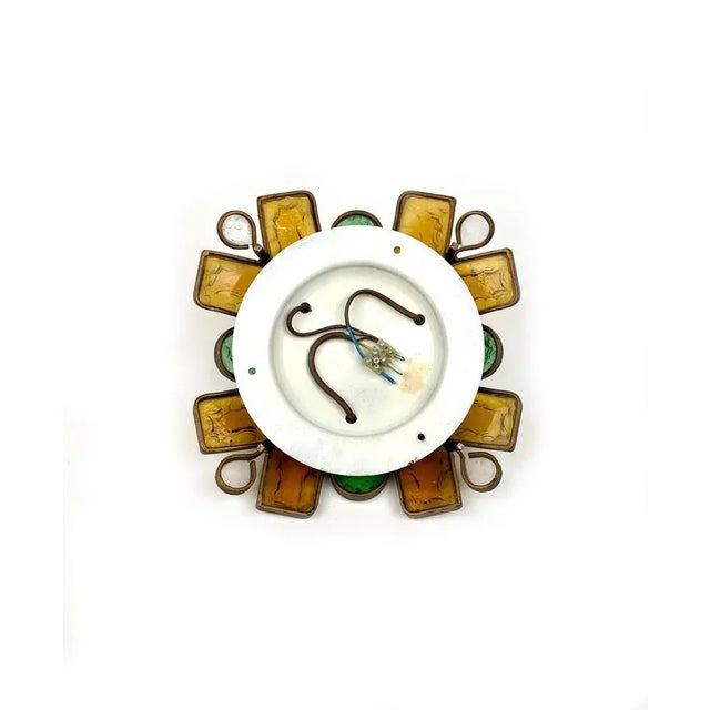 Gold Gold Iron and Colored Glass Sconce Wall Lamp from Longobard, 1970s For Sale - Image 8 of 10