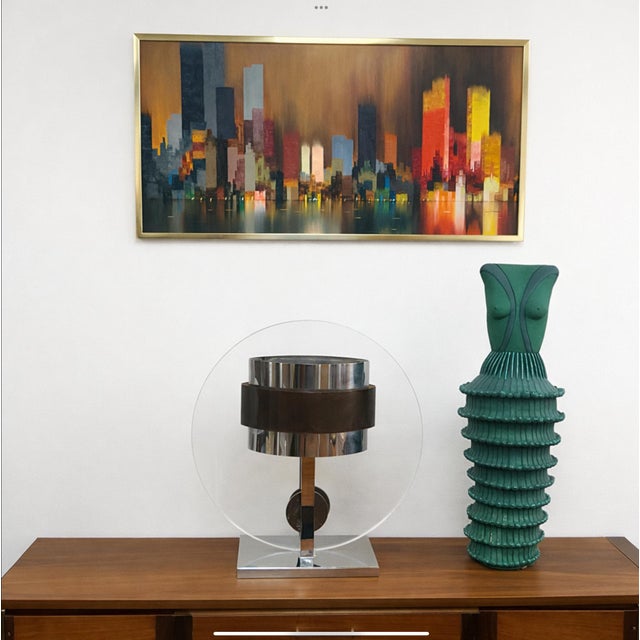 1970s Pierre Cardin Chrome, Brass and Lucite Table Lamp, Mid-Century Modern For Sale In West Palm - Image 6 of 17