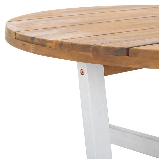 Spritely Home Leo Round Coffee Table 4 Legs, Natural With White Legs For Sale - Image 4 of 9