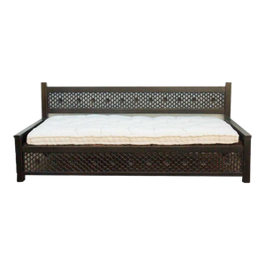 8 Ft Long Onyx Floral Carved Daybed