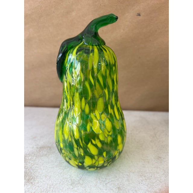 Mid 20th Century Vintage Glass Blown Swirled & Crackled Figure Pear / Squah For Sale - Image 5 of 9