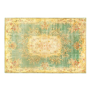 1930 Antique French Savonnerie Rug, in Large Size, W/ Central Medallion For Sale