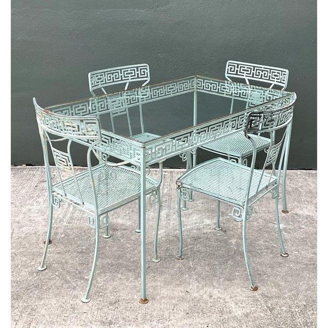 Vintage Meadowcraft Outdoor Dining Table With Greek Key Pattern For Sale In West Palm - Image 6 of 12
