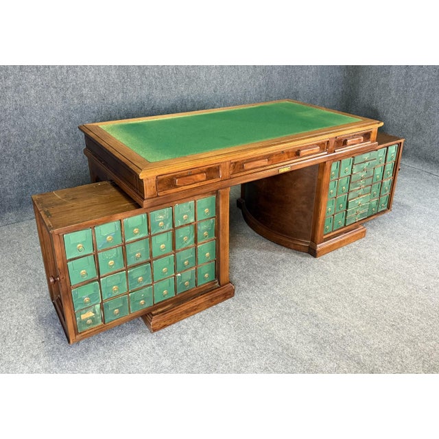1900’s Walnut Wooton’s Rotary Desk With Green Felt Top For Sale In Raleigh - Image 6 of 18