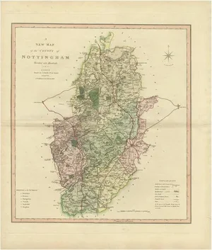Antique Decorative Map of the County of Nottinghamshire, 1804