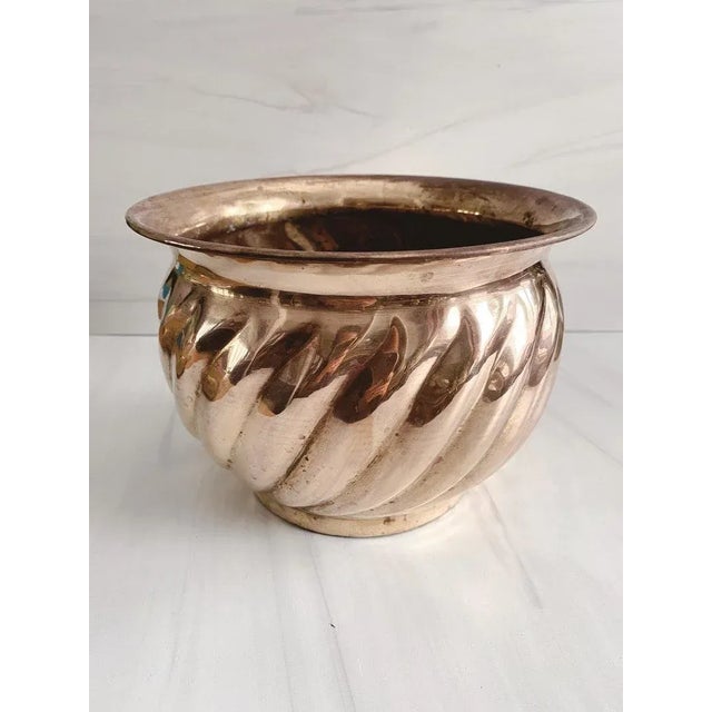 1970s Vintage Swirl Brass Planter For Sale In Chicago - Image 6 of 6