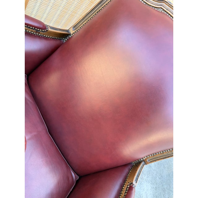 Burgundy Vintage Italian Leather Lounge Chair & Ottoman by Chateau D’Ax For Sale - Image 8 of 12
