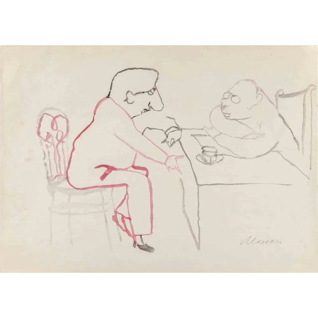 Modern Mino Maccari, The Painter Giorgio De Chirico, Watercolor, 1950s For Sale - Image 3 of 3