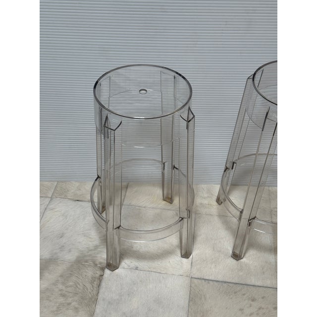 Philippe Starck for Kartell Charles Ghost Counter Stools, Pair For Sale - Image 10 of 12
