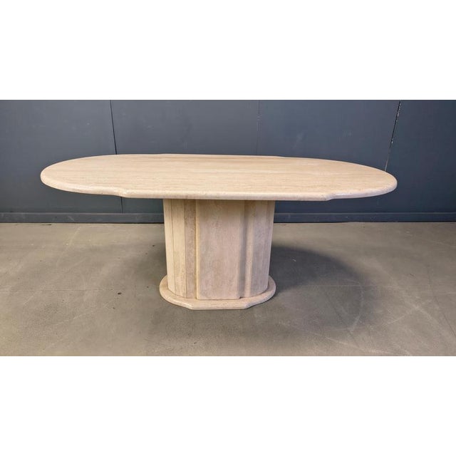 Vintage Oval Travertine Dining Table, 1970s For Sale - Image 9 of 11