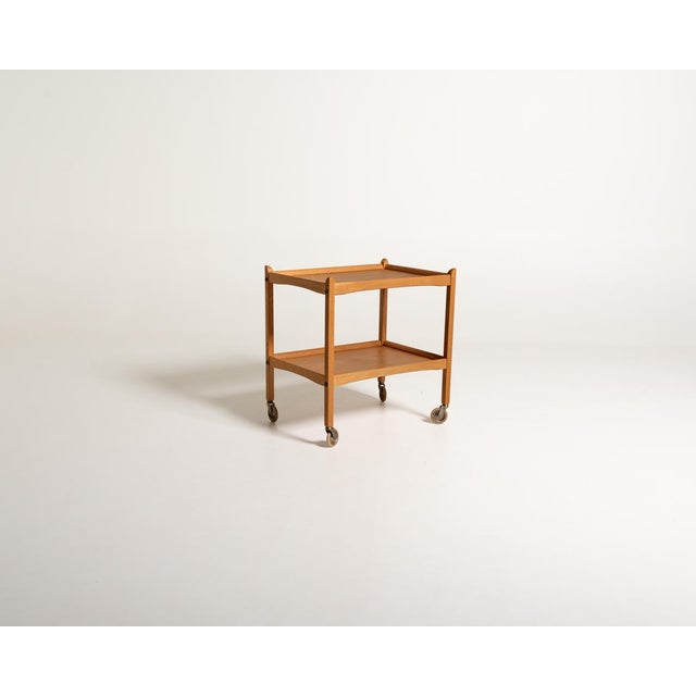 Scandinavian Rectangular Oak Trolley, 1960s For Sale - Image 9 of 9