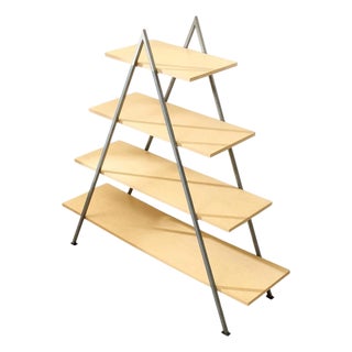 Late 20th Century Modern a-Frame Wood & Metal Display Shelf For Sale