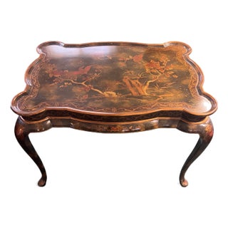 1970s Maitland-Smith Hand-Painted Chinoiserie Coffee Table Philippines Signed For Sale