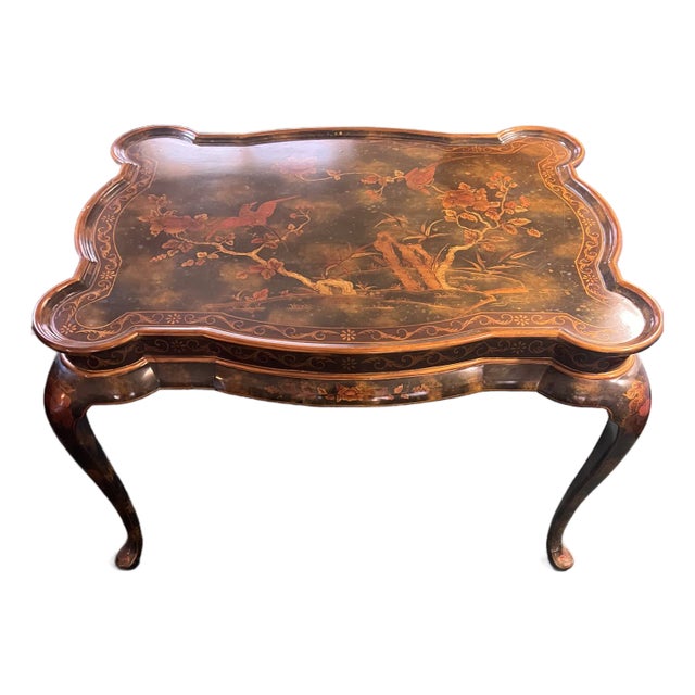 1970s Maitland-Smith Hand-Painted Chinoiserie Coffee Table Philippines Signed For Sale