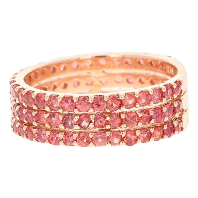 Roshe Jewels 2.50ct Natural Round Cut Red Sapphire Rose Gold Band Ring, Usa, Size 7 For Sale