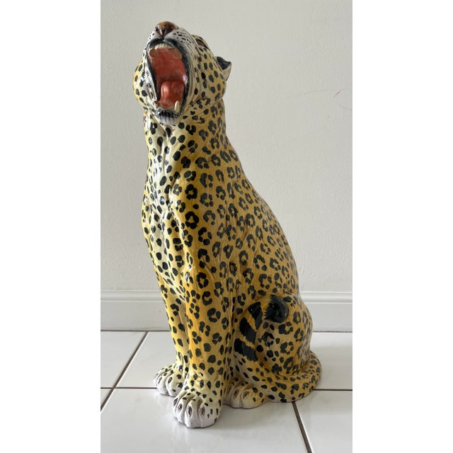 Italian Glazed Terracotta Leopard Figure, 1960s For Sale - Image 12 of 13