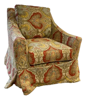 Swivel Glider Chair Slipcovered in Paisley Design Fabric, 21st Century