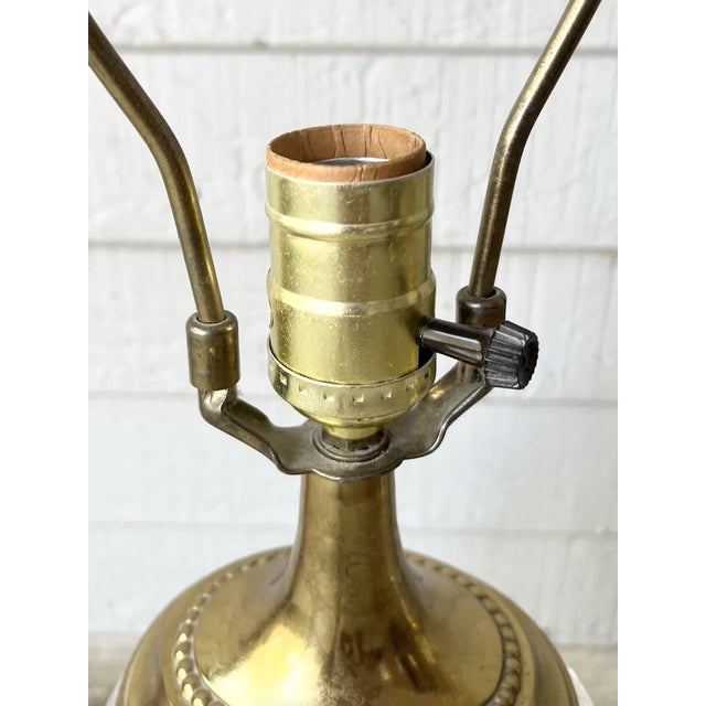 Dresden 1970s Vintage Pair of Cut Rose Flower Crystal Oval Gold Brass Lamps For Sale - Image 9 of 12