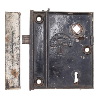 Antique Right Swing Cast Iron Door Rim Lock For Sale