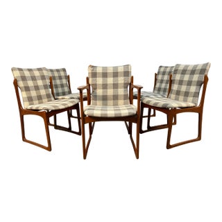 Mid 20th Century Set of Six Danish Mid-Century Modern Teak Sled Leg Dining Chairs by Art Furn For Sale