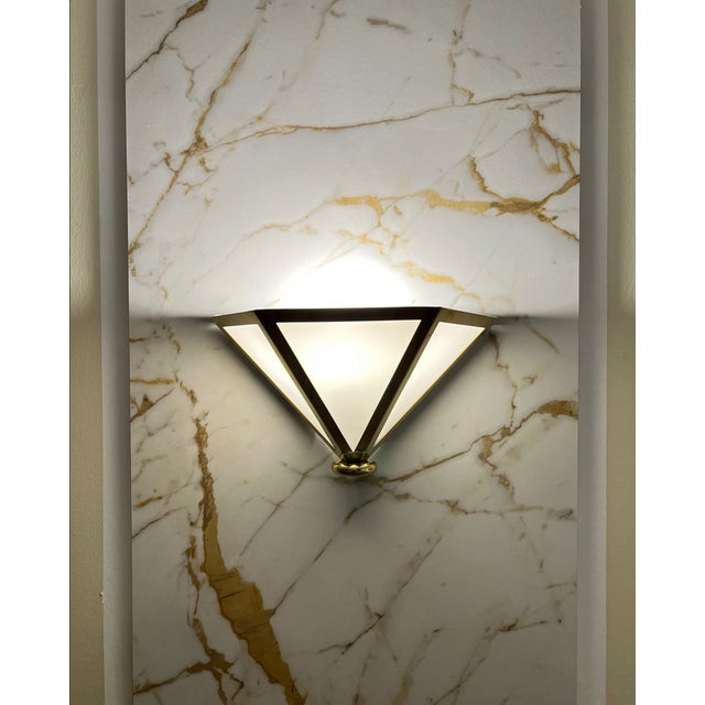 1970s Opaline Glass Brass Sconce from Glashütte Limburg For Sale - Image 5 of 10
