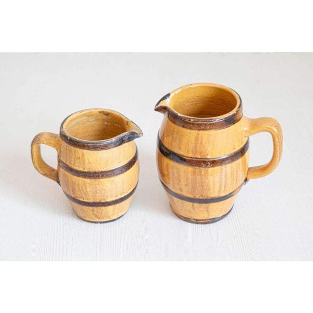 19th Century French Rustic Pottery Pitchers with Yellow and Brown Glaze For Sale In Atlanta - Image 6 of 6