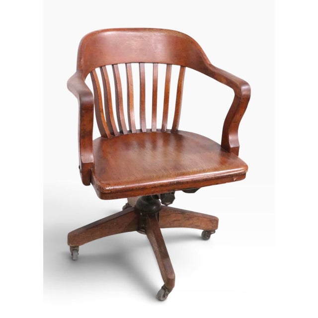 Antique Bank of England Jury Style Swivel Tilt Desk Chair For Sale In New York - Image 6 of 16