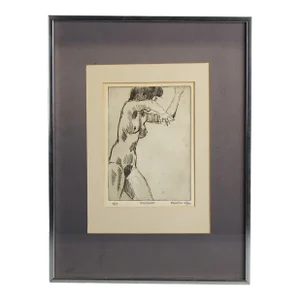 1960s Pencil Signed "5/6 Elayne Frozen 10/66" Limited Edition Sketch of Nude Woman