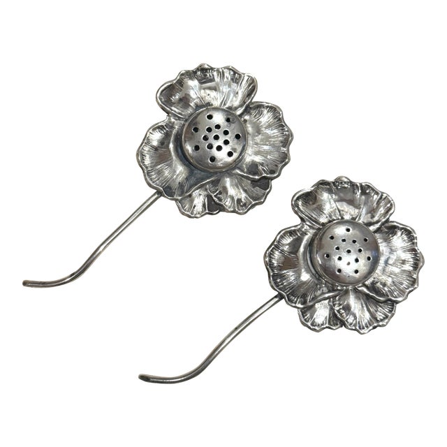 Mid 20th Century Sterling Flower Salt & Pepper Shakers For Sale