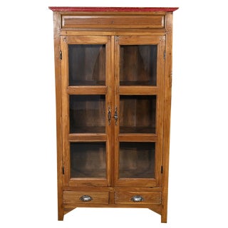 Glazed Cabinet in Teak, India, Early 20th Century For Sale