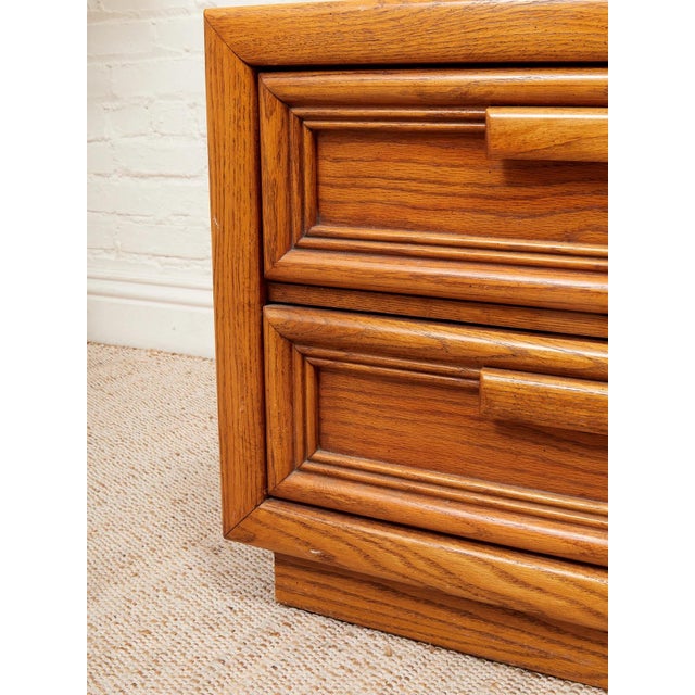 Mid 20th Century Pair of Boho Two Drawer Oak Nightstands For Sale - Image 5 of 12