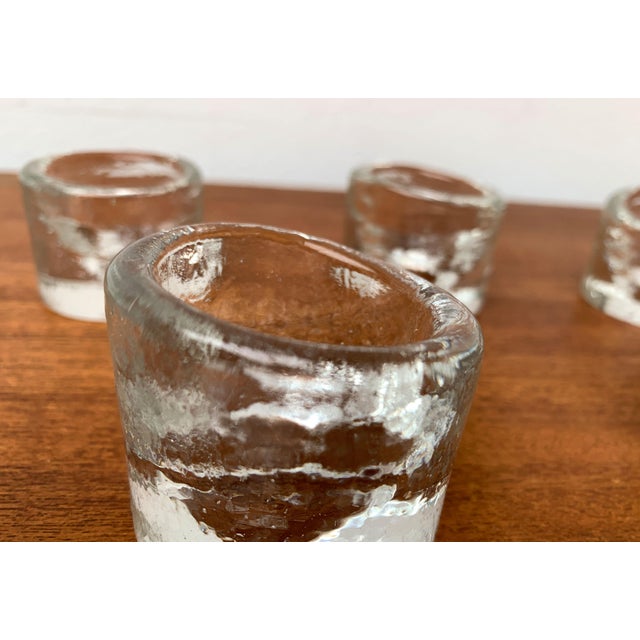 Glass Vintage Scandinavian Ice Glass Candleholders, 1970s, Set of 5 For Sale - Image 7 of 15