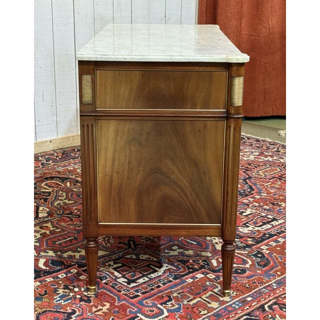 Louis XVI Mahogany Chest of Drawers with Marble Top, 1950s For Sale - Image 17 of 18