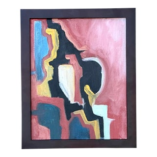Vintage Original Abstract Oil on Canvas For Sale