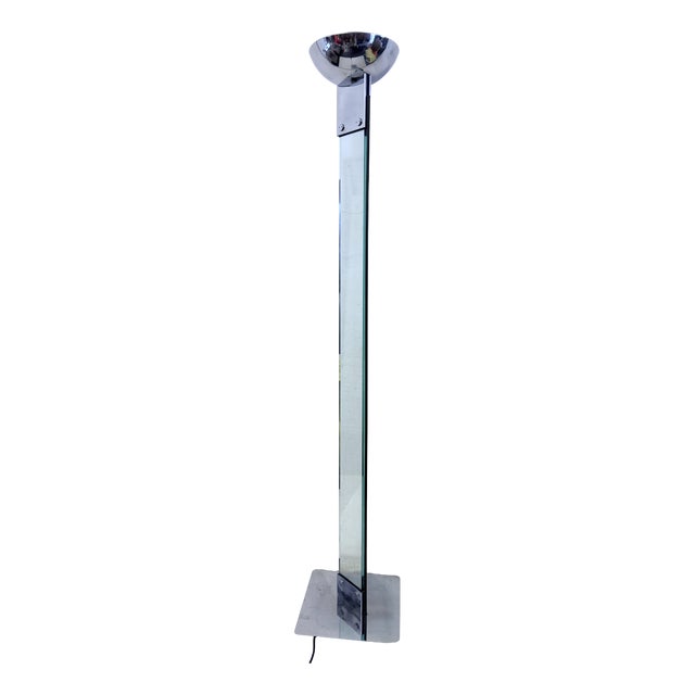 Floor Lamp in Chrome and Glass by Max Baguara, 1980s For Sale