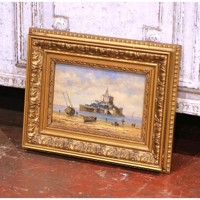 Capture the timeless beauty of the French coast with this antique Mont Saint-Michel painting, crafted in France circa...