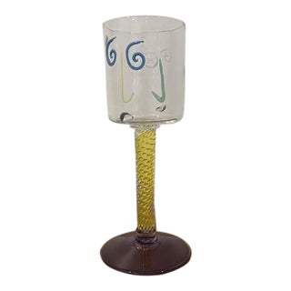 Late 20th Century Signed Kerry Feldman Fine Line Studios Abstract Face Art Wine Glass For Sale