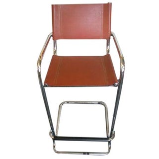 Mart Stam Chrome & Leather Bar Stools - A Pair For Sale