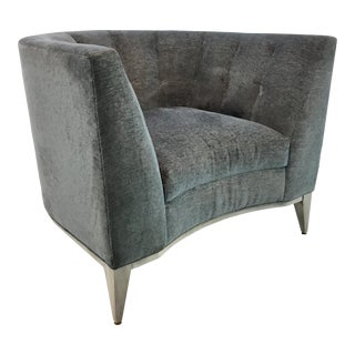 Caracole Modern Gray Velvet Barrel Back Club Chair For Sale
