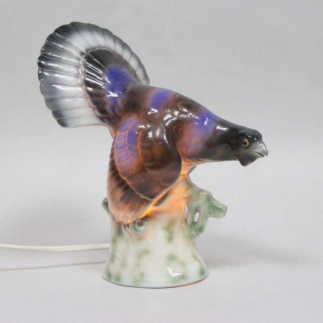 Art Deco Porcelain Bird Lamp, 1940s For Sale - Image 4 of 8
