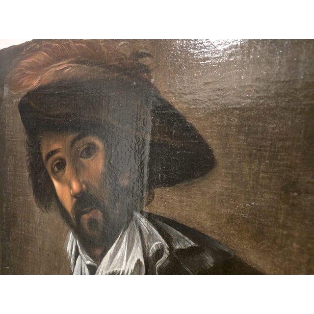 Gold Circle of Simon Vouet, Portrait of a Young Man, 17th Century, Oil Painting on Canvas For Sale - Image 8 of 13