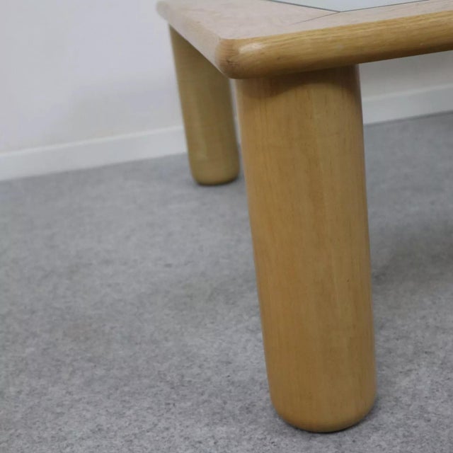 Square coffee table in solid oak and glass by Afra and Tobia Scarpa, 1980s. Reflecting the unmistakable style of Afra and...