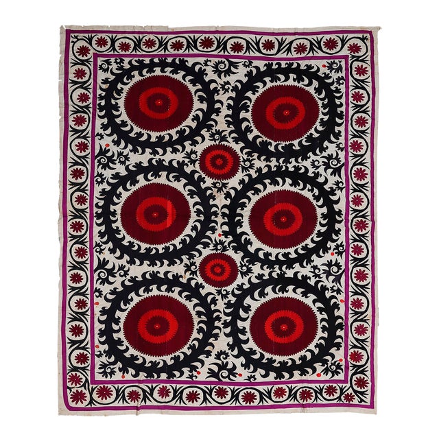 Vintage Handcrafted Embroidered Suzani Wall Decor and Colorful Tapestry For Sale