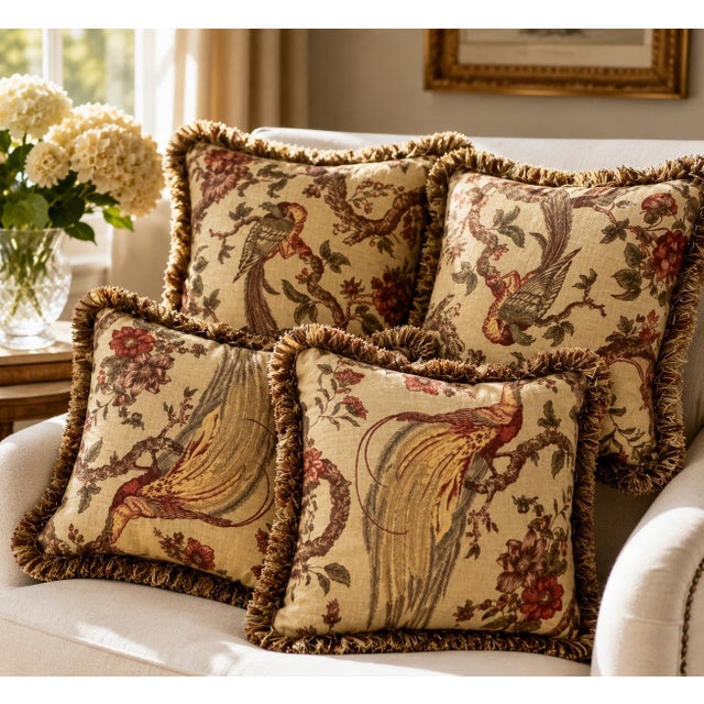 Custom Waverly “Olana” Floral Bird Drapery Panels – Set of 10 For Sale In Nashville - Image 6 of 6