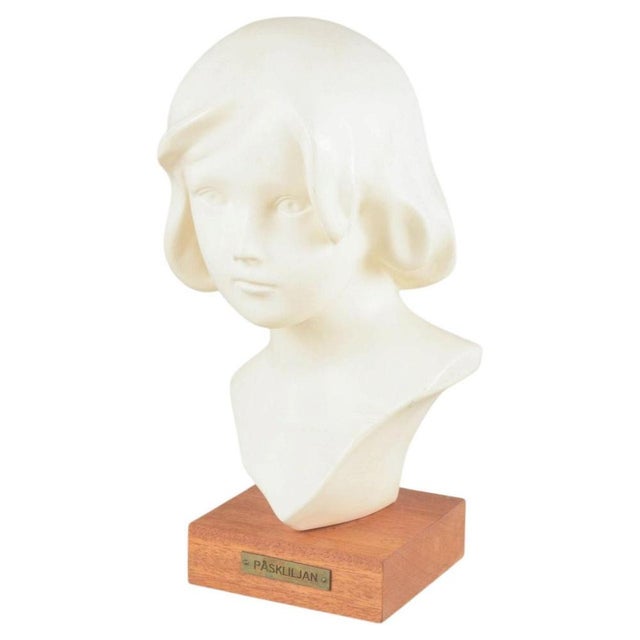 Plaster Bust of a Young Girl, Scandinavia, Mid-20th Century For Sale - Image 6 of 6